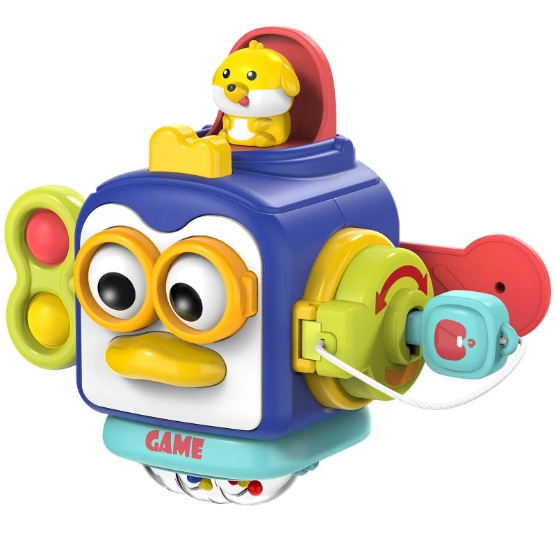 6 in 1 Montessori Activity Cube Baby Toys Sensory Busy Board Travel Toy Educational Learning Basic Life Skills Toys for Toddler