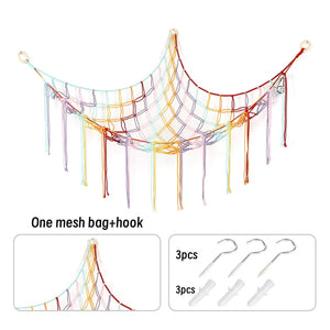 1Pc Toy Hammocks Wall Corner Hanging Storage Net Bedroom Corner Storage Toy Doll Hammock Background Wall Room Decoration