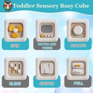 6 in 1 Montessori Activity Cube Baby Toys Sensory Busy Board Travel Toy Educational Learning Basic Life Skills Toys for Toddler