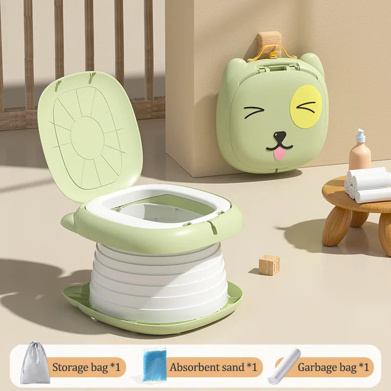 Toddler Travel Potty Portable Foldable Outdoor Indoor Training Toilet for Baby Boy Girl Kid Emergency Potty Seat with Waste Bag