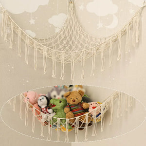 1Pc Toy Hammocks Wall Corner Hanging Storage Net Bedroom Corner Storage Toy Doll Hammock Background Wall Room Decoration