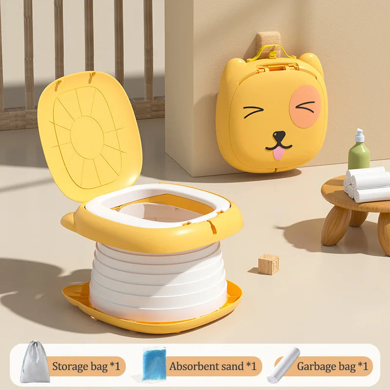 Toddler Travel Potty Portable Foldable Outdoor Indoor Training Toilet for Baby Boy Girl Kid Emergency Potty Seat with Waste Bag
