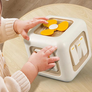 6 in 1 Montessori Activity Cube Baby Toys Sensory Busy Board Travel Toy Educational Learning Basic Life Skills Toys for Toddler