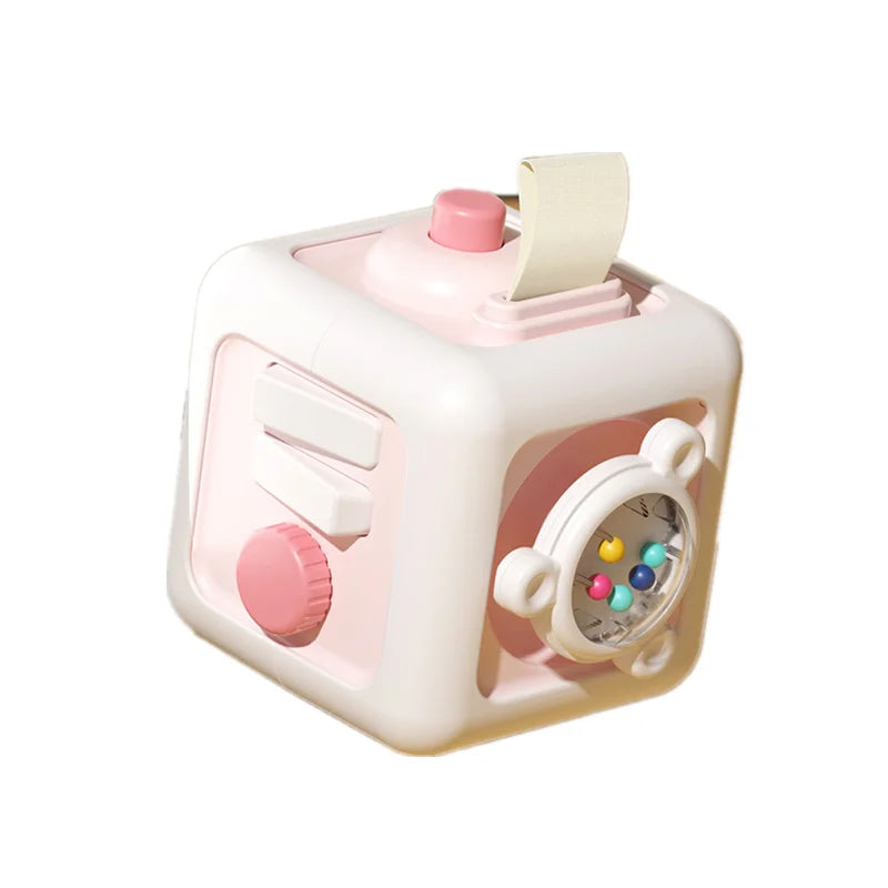 6 in 1 Montessori Activity Cube Baby Toys Sensory Busy Board Travel Toy Educational Learning Basic Life Skills Toys for Toddler