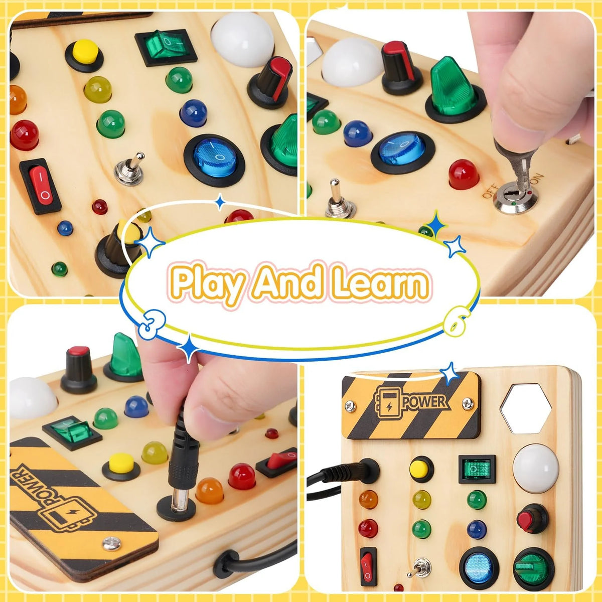Montessori Toddler Pegboard with LED Lighting - Sparklesense
