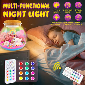 Terrarium Crafts Kit for Kids-Led Night Light up & Remote Birthday Gifts Toys Ages5 6 7 8 9 10 Year Old-Christmas Gifts