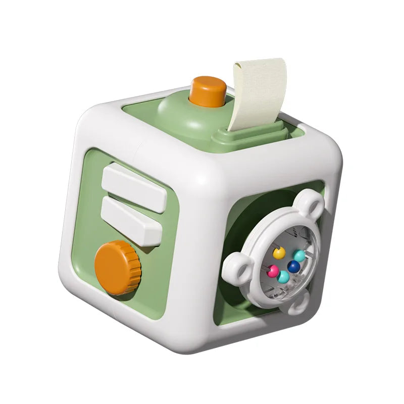 6 in 1 Montessori Activity Cube Baby Toys Sensory Busy Board Travel Toy Educational Learning Basic Life Skills Toys for Toddler