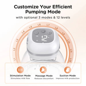 Electric Breast Pumps, 12 Levels & 3 Modes Wearable Breastpump Hands Free BPA Free LCD Display, Painless Wireless Breastfeeding