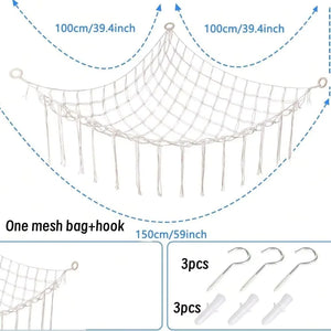 1Pc Toy Hammocks Wall Corner Hanging Storage Net Bedroom Corner Storage Toy Doll Hammock Background Wall Room Decoration