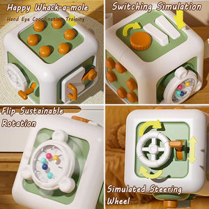 6 in 1 Montessori Activity Cube Baby Toys Sensory Busy Board Travel Toy Educational Learning Basic Life Skills Toys for Toddler