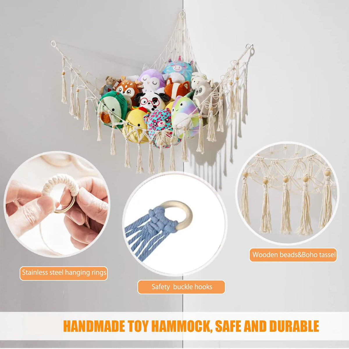 1Pc Toy Hammocks Wall Corner Hanging Storage Net Bedroom Corner Storage Toy Doll Hammock Background Wall Room Decoration