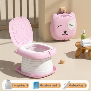 Toddler Travel Potty Portable Foldable Outdoor Indoor Training Toilet for Baby Boy Girl Kid Emergency Potty Seat with Waste Bag