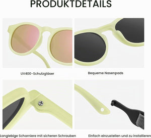 HECCEI Baby Sonnenbrille 0-24 Monate, Polarisiert 100% UV Schutz - Pebble Sonnenbrille Flexibles Gestell Kopfband Für Jungen Und Mädchen