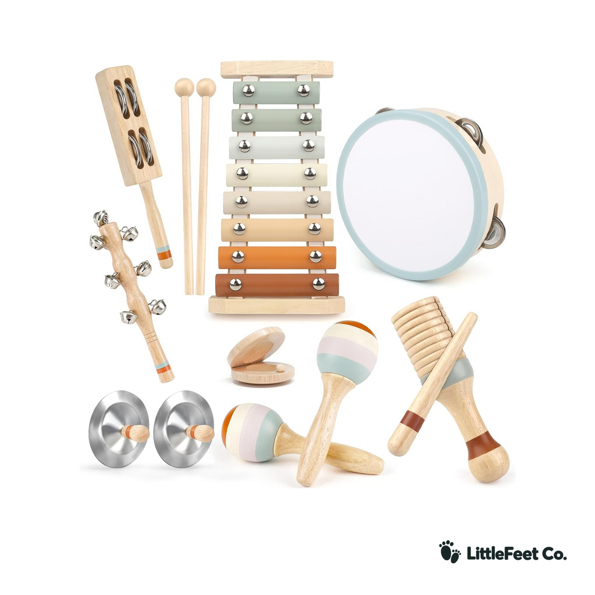 Wooden Musical Instrument Set - Montessori Toys for Toddlers 18 Months+