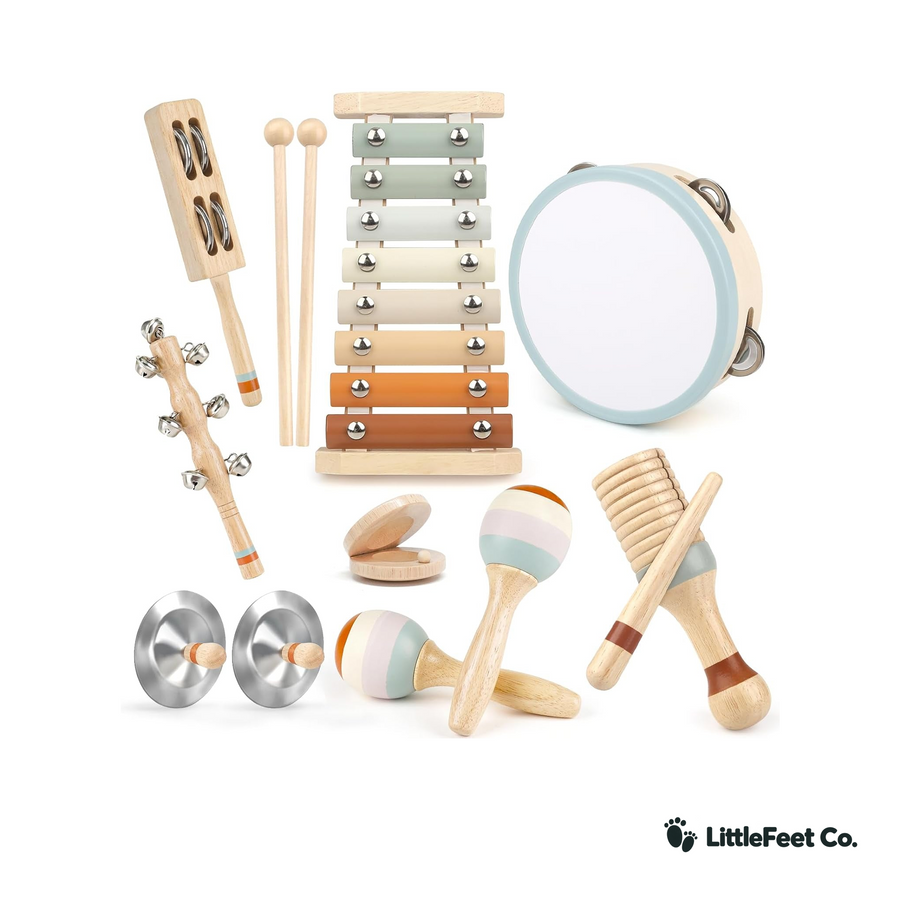 Wooden Musical Instrument Set - Montessori Toys for Toddlers 18 Months+