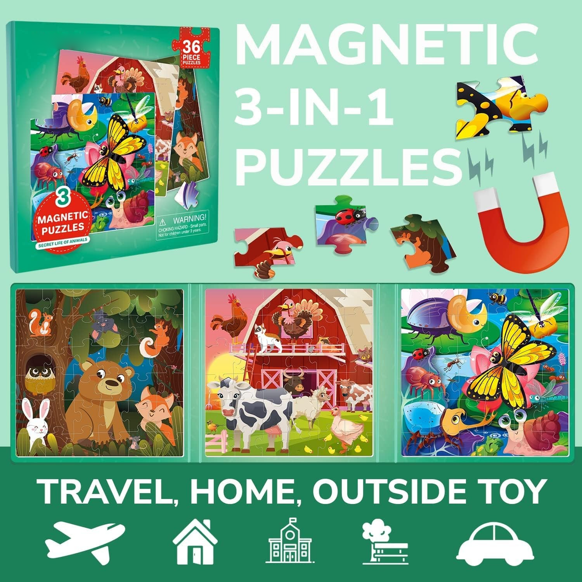 Little Explorer Magnetic Travel Puzzle Set - Travel Games for Ages 2-5