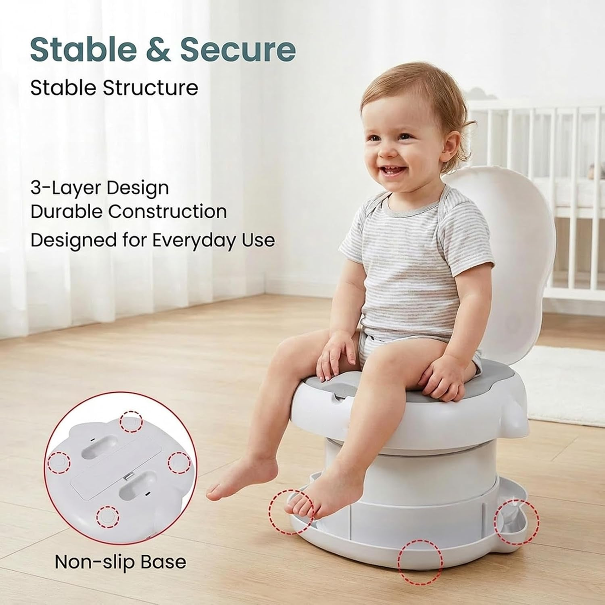 Foldable Travel Potty with Lid - Portable Toddler Toilet Seat (Penguin)