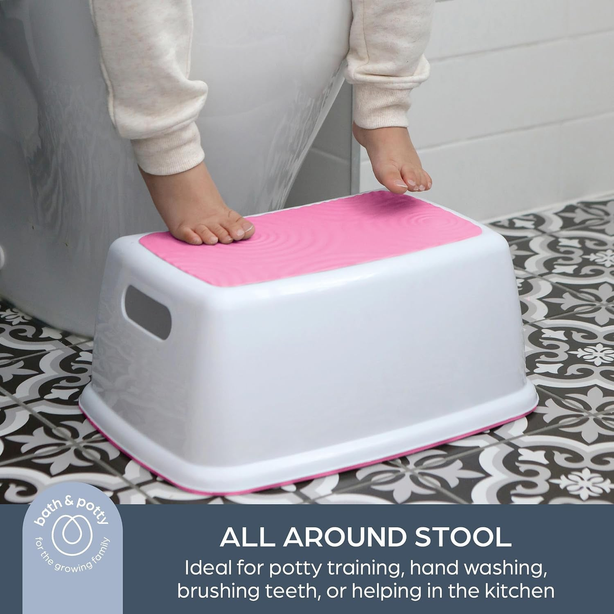 Anti-Slip Toddler Step Stool - Sturdy Two-Step Stool for Bathroom & Kitchen