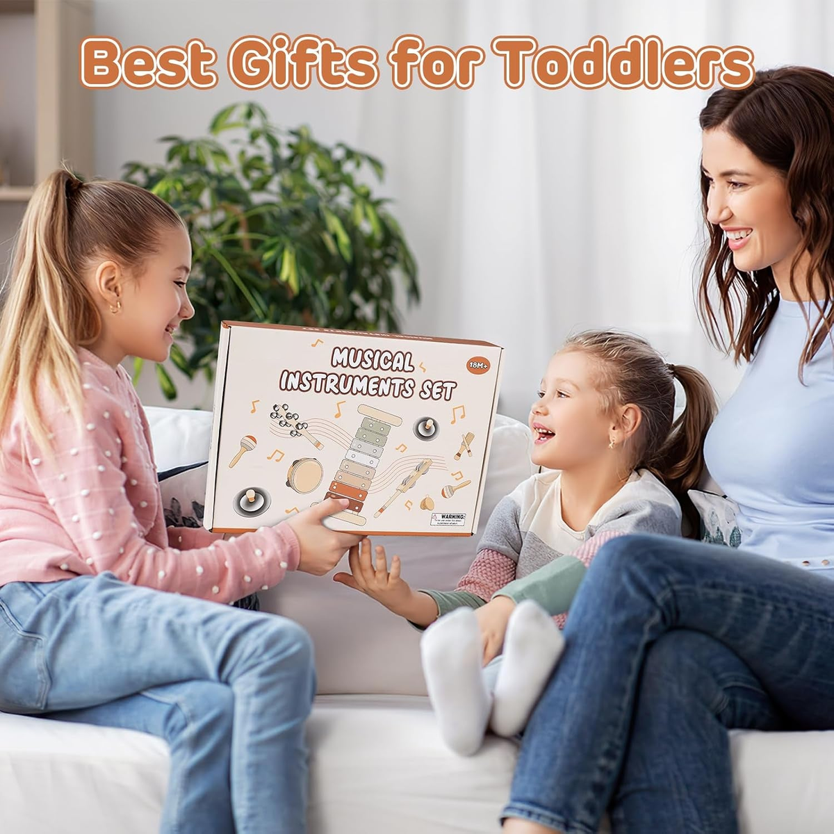 Wooden Musical Instrument Set - Montessori Toys for Toddlers 18 Months+