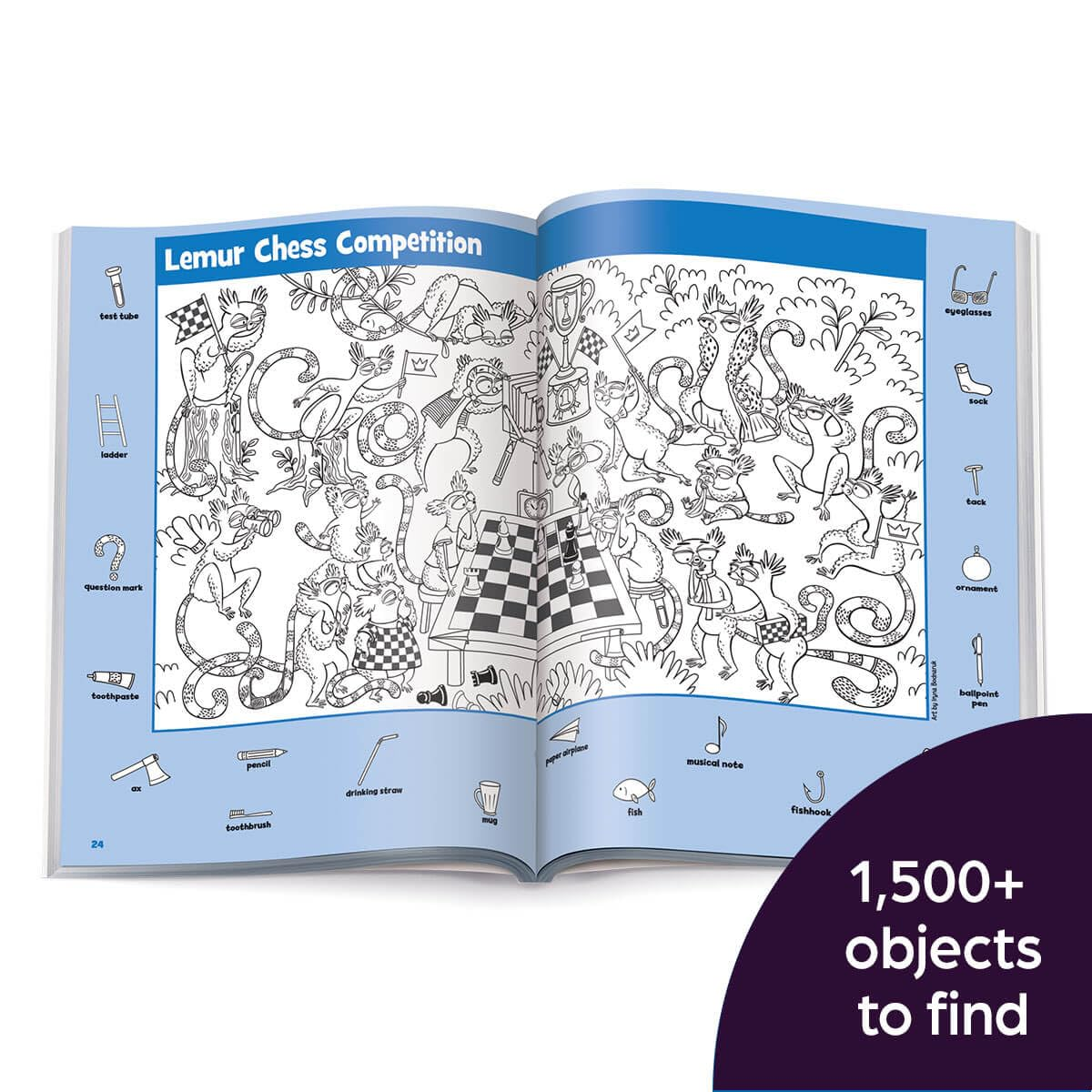 Lemur Chess Competition sample puzzle — over 1,500 objects to find
