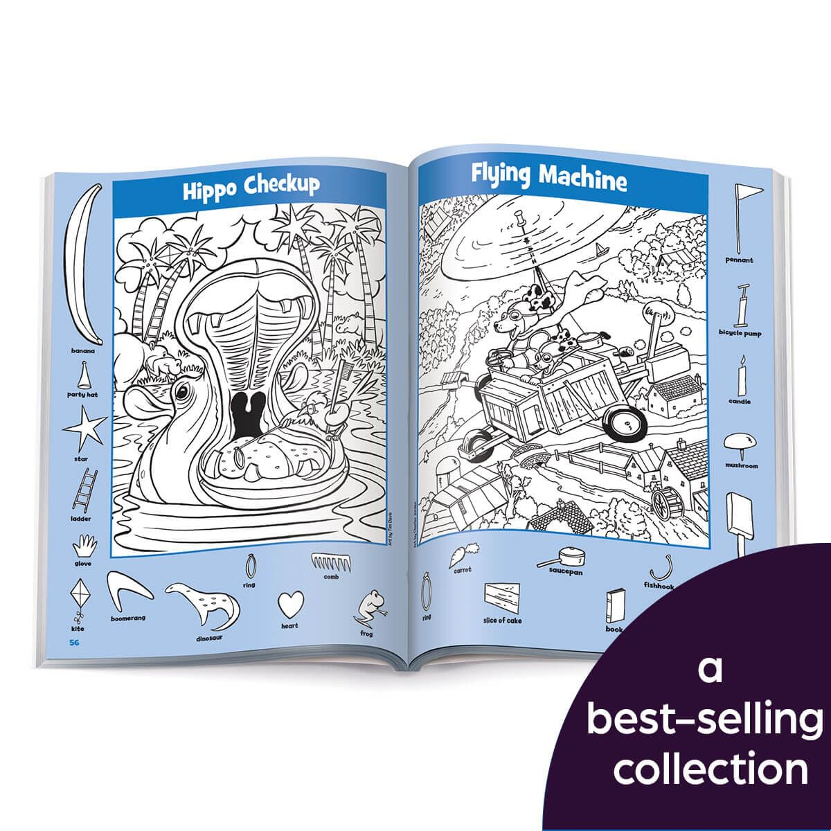 Hippo Checkup and Flying Machine sample puzzles