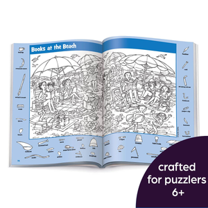 Books at the Beach puzzle pages — for ages 6+